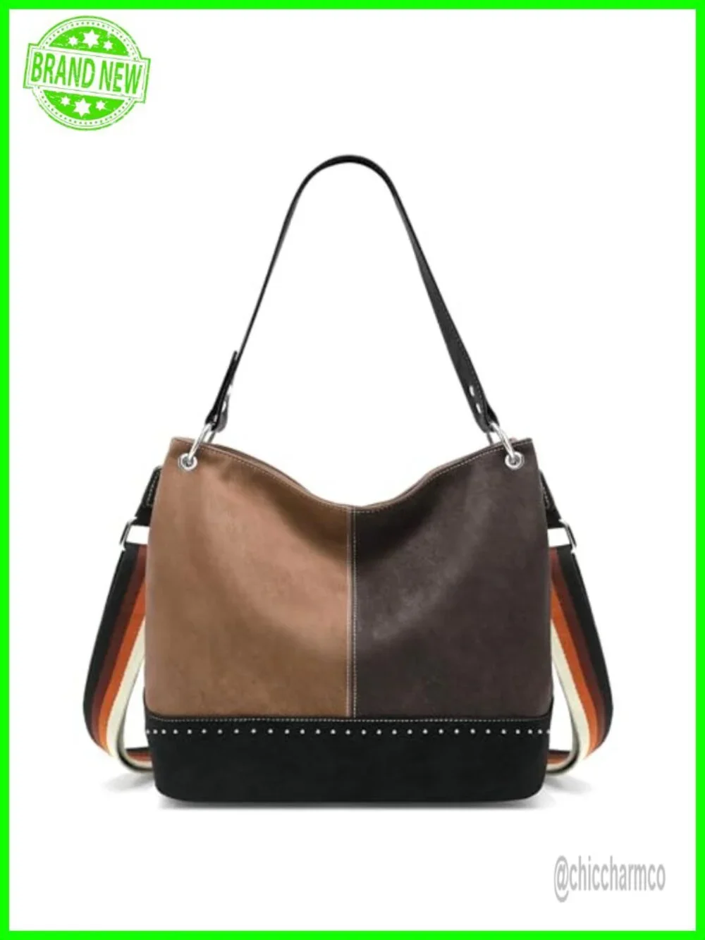 Suede Leather Hobo Crossbody Tote Bag with Adjustable Strap